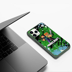 Чехол iPhone 11 Pro матовый Minecraft Майнкрафт, цвет: 3D-темно-зеленый — фото 2