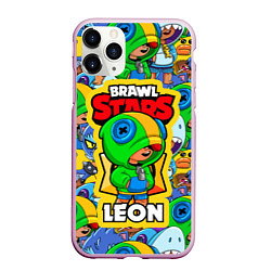 Чехол iPhone 11 Pro матовый BRAWL STARS LEON, цвет: 3D-розовый