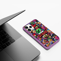 Чехол iPhone 11 Pro матовый BRAWL STARS SPIKE, цвет: 3D-фиолетовый — фото 2