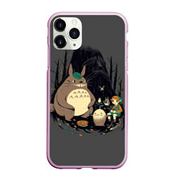 Чехол iPhone 11 Pro матовый Totoro, цвет: 3D-розовый