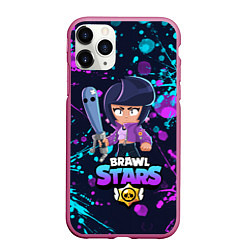 Чехол iPhone 11 Pro матовый BRAWL STARS BIBI, цвет: 3D-малиновый