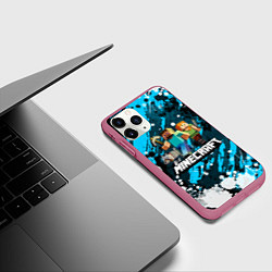 Чехол iPhone 11 Pro матовый Minecraft Майнкрафт, цвет: 3D-малиновый — фото 2