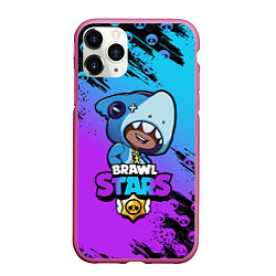 Чехол iPhone 11 Pro матовый Brawl Stars LEON SHARK, цвет: 3D-малиновый