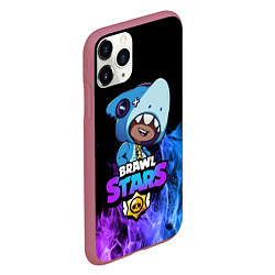 Чехол iPhone 11 Pro матовый Brawl Stars LEON SHARK, цвет: 3D-малиновый — фото 2