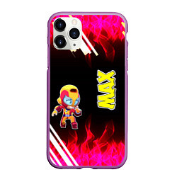 Чехол iPhone 11 Pro матовый Brawl Stars Мах, цвет: 3D-фиолетовый