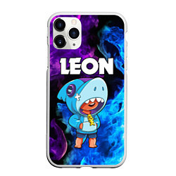 Чехол iPhone 11 Pro матовый BRAWL STARS LEON SHARK, цвет: 3D-белый