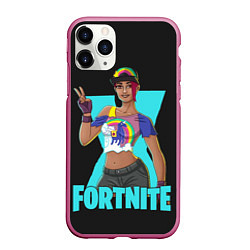 Чехол iPhone 11 Pro матовый Fortnite, цвет: 3D-малиновый