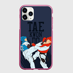 Чехол iPhone 11 Pro матовый Taekwondo, цвет: 3D-малиновый