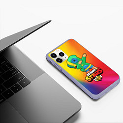 Чехол iPhone 11 Pro матовый Brawl Stars Leon, Dab, цвет: 3D-светло-сиреневый — фото 2