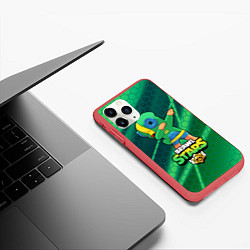 Чехол iPhone 11 Pro матовый Brawl Stars Leon, Dab, цвет: 3D-красный — фото 2