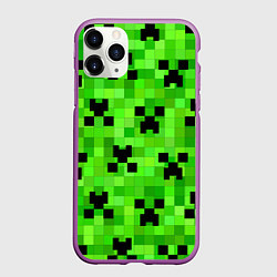Чехол iPhone 11 Pro матовый MINECRAFT, цвет: 3D-фиолетовый