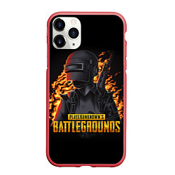 Чехол iPhone 11 Pro матовый PUBG, цвет: 3D-красный