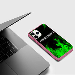 Чехол iPhone 11 Pro матовый MINECRAFT, цвет: 3D-малиновый — фото 2