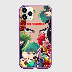 Чехол iPhone 11 Pro матовый Ванпанчмен, цвет: 3D-фиолетовый