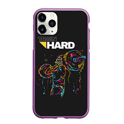 Чехол iPhone 11 Pro матовый Train hard, цвет: 3D-фиолетовый