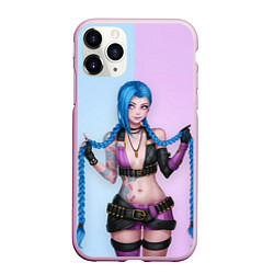 Чехол iPhone 11 Pro матовый League of Legends Jinx, цвет: 3D-розовый