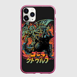 Чехол iPhone 11 Pro матовый Ктулху, цвет: 3D-малиновый