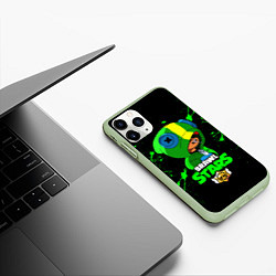 Чехол iPhone 11 Pro матовый Brawl Stars LEON, цвет: 3D-салатовый — фото 2