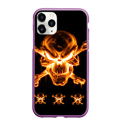 Чехол iPhone 11 Pro матовый Черепа, цвет: 3D-фиолетовый
