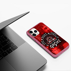Чехол iPhone 11 Pro матовый True Man's Sport акварель, цвет: 3D-малиновый — фото 2