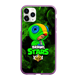 Чехол iPhone 11 Pro матовый BRAWL STARS LEON, цвет: 3D-фиолетовый