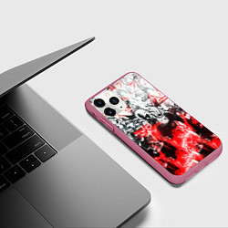 Чехол iPhone 11 Pro матовый One-Punch Man Collage, цвет: 3D-малиновый — фото 2