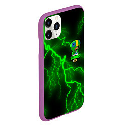 Чехол iPhone 11 Pro матовый Brawl Stars LEON, цвет: 3D-фиолетовый — фото 2