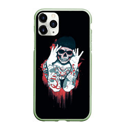 Чехол iPhone 11 Pro матовый Tatto Girls, цвет: 3D-салатовый