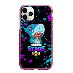 Чехол iPhone 11 Pro матовый BRAWL STARS LEON SHARK, цвет: 3D-малиновый