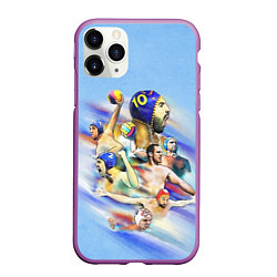 Чехол iPhone 11 Pro матовый Water polo players, цвет: 3D-фиолетовый