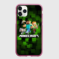 Чехол iPhone 11 Pro матовый Minecraft Майнкрафт, цвет: 3D-малиновый