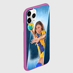 Чехол iPhone 11 Pro матовый Гандболистка, цвет: 3D-фиолетовый — фото 2