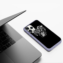 Чехол iPhone 11 Pro матовый Движковый череп, цвет: 3D-светло-сиреневый — фото 2