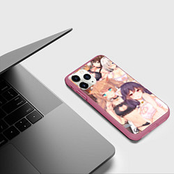 Чехол iPhone 11 Pro матовый Ахегао, цвет: 3D-малиновый — фото 2