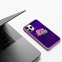 Чехол iPhone 11 Pro матовый Nyan Cat, цвет: 3D-фиолетовый — фото 2