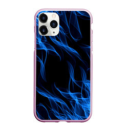 Чехол iPhone 11 Pro матовый BLUE FIRE FLAME, цвет: 3D-розовый