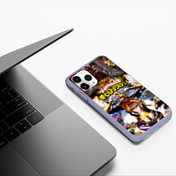 Чехол iPhone 11 Pro матовый MY HERO ACADEMIA коллаж из героев, цвет: 3D-светло-сиреневый — фото 2