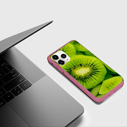 Чехол iPhone 11 Pro матовый Зеленый киви, цвет: 3D-малиновый — фото 2