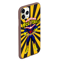 Чехол iPhone 11 Pro матовый MY HERO ACADEMIA желтые полосы, цвет: 3D-коричневый — фото 2