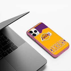 Чехол iPhone 11 Pro матовый Los Angeles Lakers, цвет: 3D-малиновый — фото 2