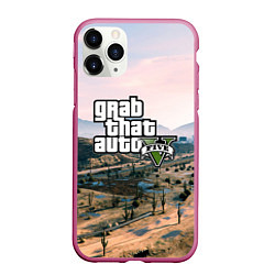 Чехол iPhone 11 Pro матовый Grand Theft Auto 5, цвет: 3D-малиновый