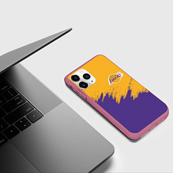 Чехол iPhone 11 Pro матовый LA LAKERS, цвет: 3D-малиновый — фото 2