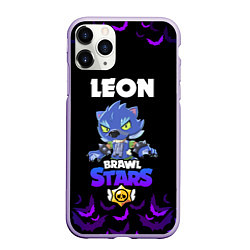 Чехол iPhone 11 Pro матовый Brawl stars leon оборотень, цвет: 3D-светло-сиреневый