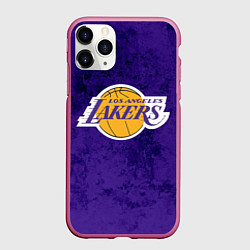 Чехол iPhone 11 Pro матовый LA LAKERS, цвет: 3D-малиновый