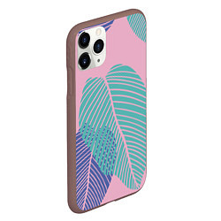 Чехол iPhone 11 Pro матовый Арт листья, цвет: 3D-коричневый — фото 2