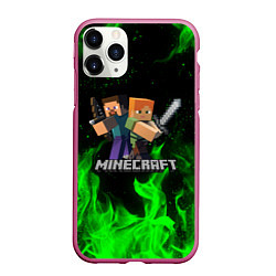 Чехол iPhone 11 Pro матовый MINECRAFT, цвет: 3D-малиновый