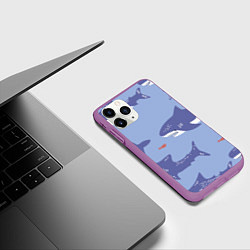 Чехол iPhone 11 Pro матовый Акулий косяк, цвет: 3D-фиолетовый — фото 2