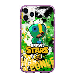 Чехол iPhone 11 Pro матовый Brawl Stars Leon, цвет: 3D-фиолетовый