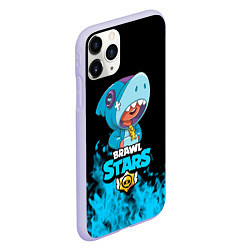 Чехол iPhone 11 Pro матовый Brawl stars leon shark, цвет: 3D-светло-сиреневый — фото 2