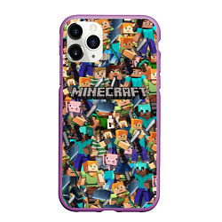 Чехол iPhone 11 Pro матовый MINECRAFT ПЕРСОНАЖИ, цвет: 3D-фиолетовый